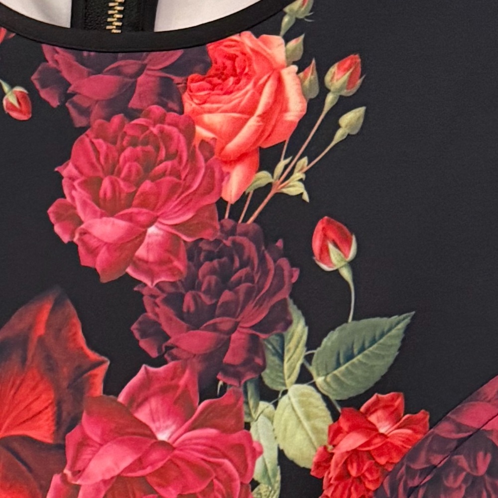 Ted Baker London Black Dress with Red Floral Design